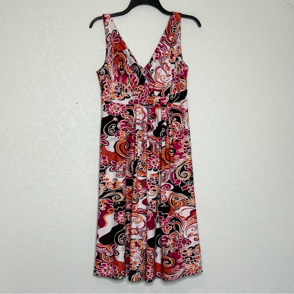 Metro 7 Size Medium (8-10) Orange Retro Surplice Sleeveless Dress - Picture 4 of 10